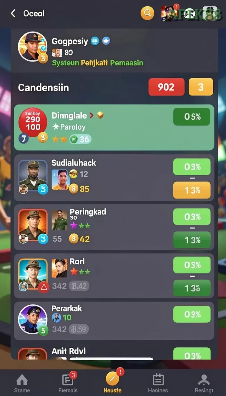 Cuplikan layar QQ222 — halaman utama